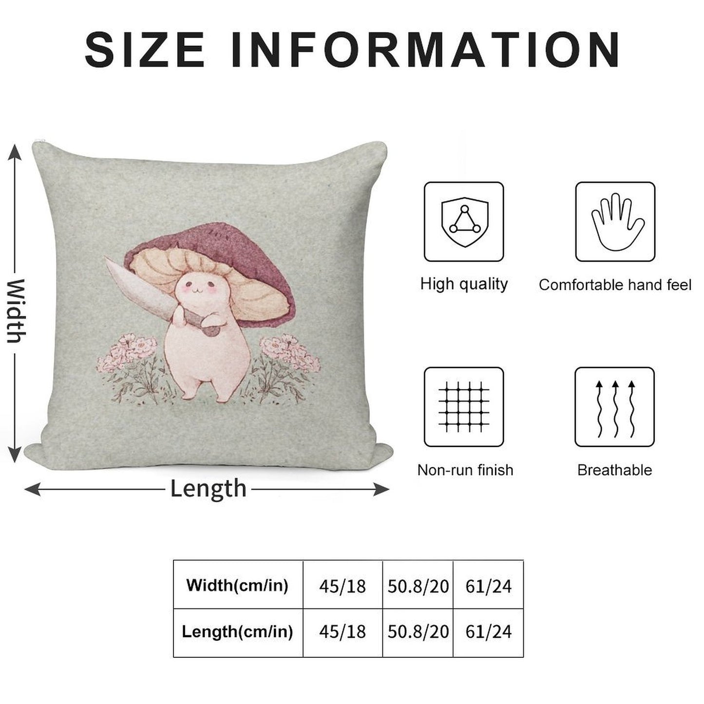 Let Me See What You Have Little Mushroom (no Text) Soft High-Density Material Throw Pillow