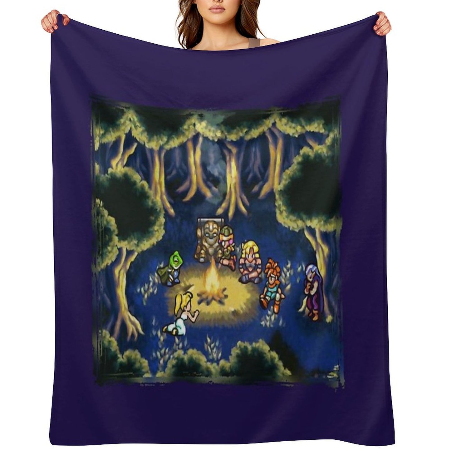 Chrono Trigger Camping Scene Throw Blanket