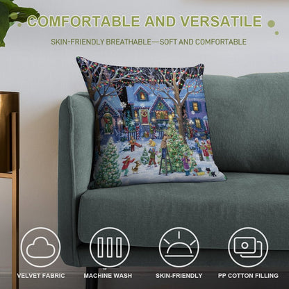 Decorating for Christmas Soft Fade-Resistant Throw Pillow