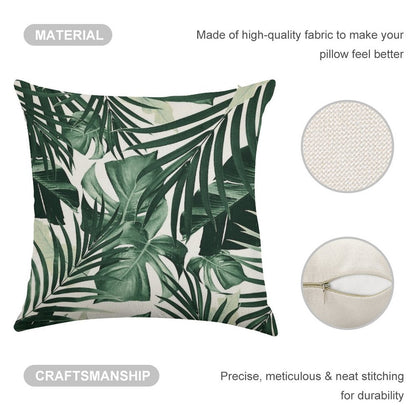 Tropical Jungle Leaves Pattern #4 #tropical #decor #art Linen Throw Pillow Cover