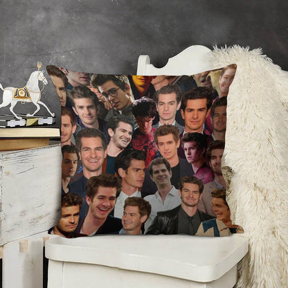 Andrew Garfield Photo Collage Linen Throw Pillow Cover