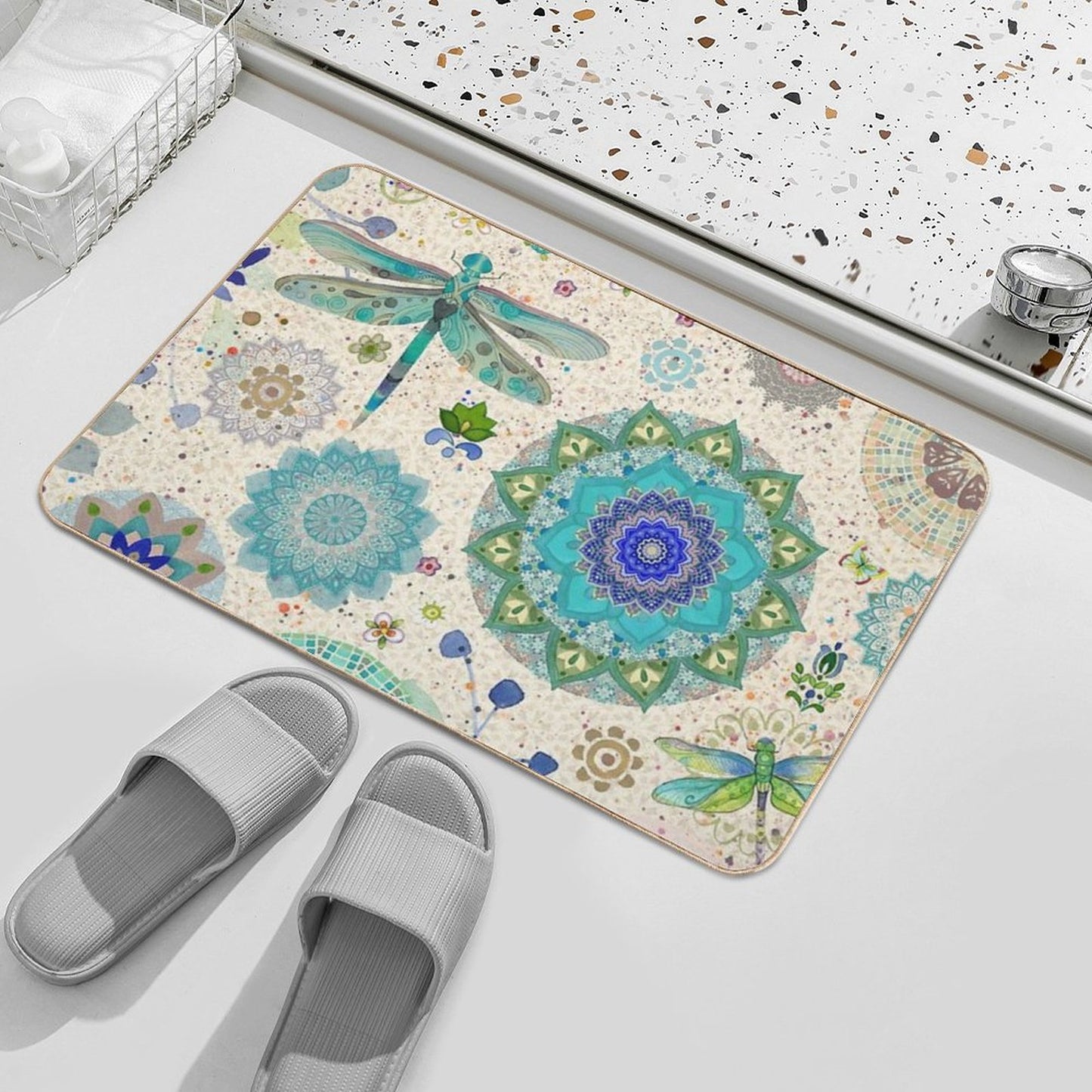 Boho Dragonfly Mandalas Bath Mat