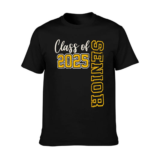 Class of 2025 Senior 25 High School Graduation Black Gold T-Shirt