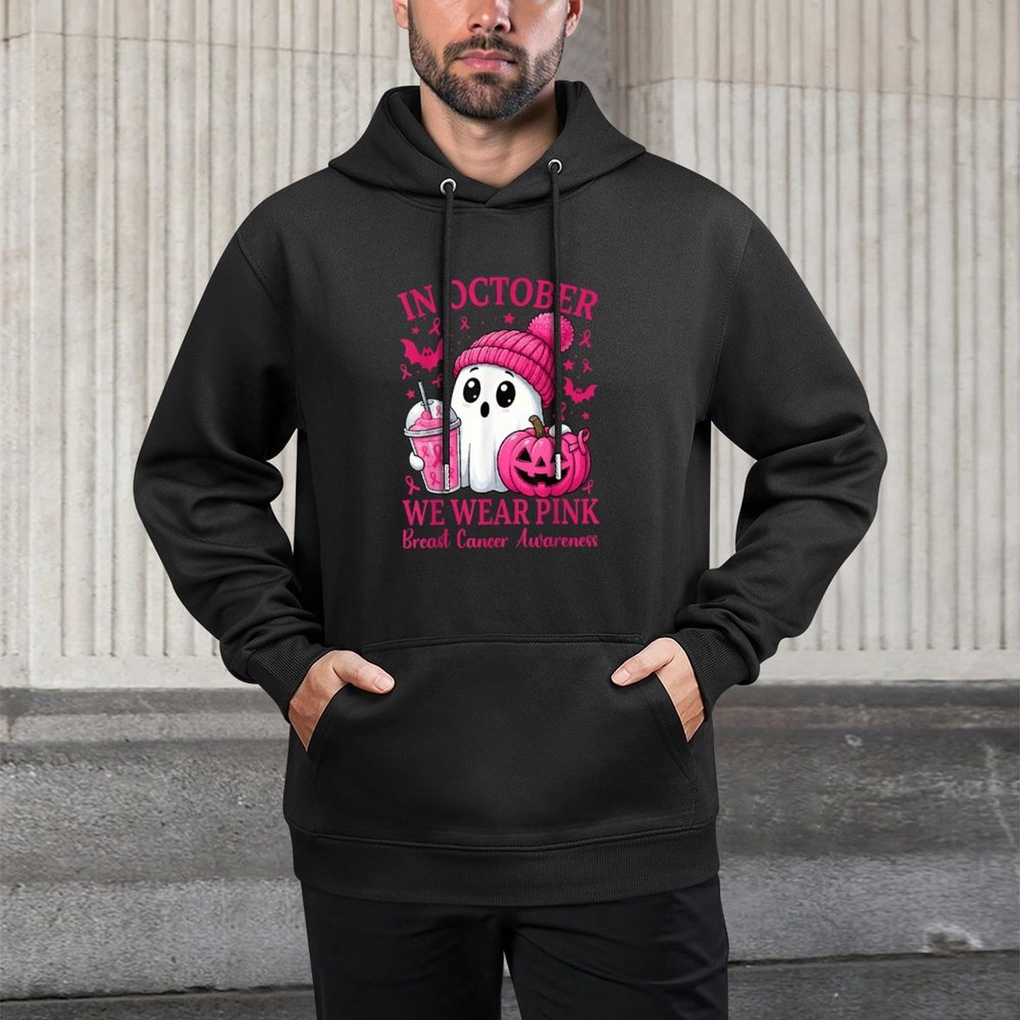 Breast Cancer Halloween Women in October We Wear Pink Shrink-Resistant Hoodie