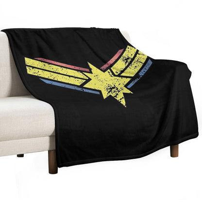 Gold, Red And Blue Star - Grunge - Distressed Throw Blanket