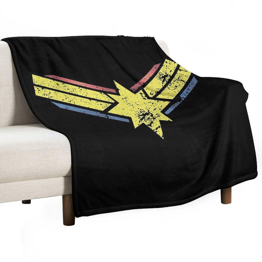 Gold, Red And Blue Star - Grunge - Distressed Throw Blanket