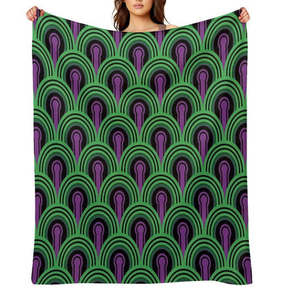 Geometric Pattern Keyhole Arch PurpleGreen Throw Blanket