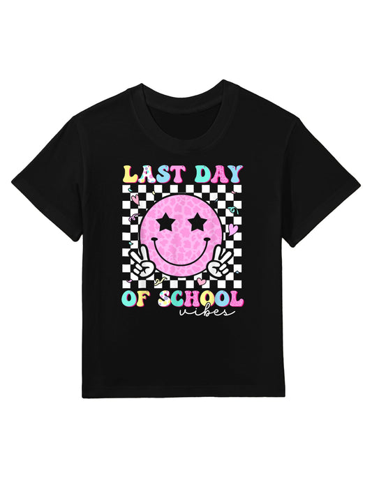 Last Day of School Vibes Teacher Student Groovy Graduation Kids T-Shirt