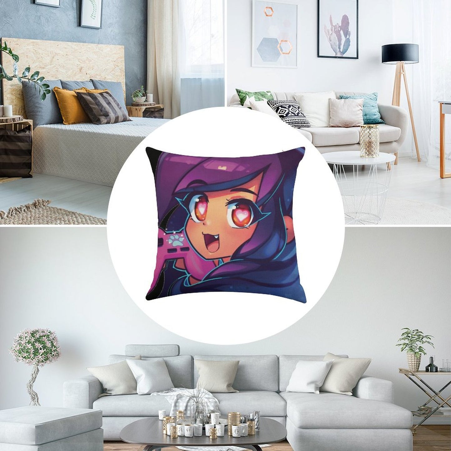 Aphmau with Video Game Linen Throw Pillow Cover