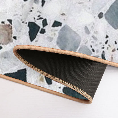 Terrazzo Black, White, Grey And Bronze Bath Mat