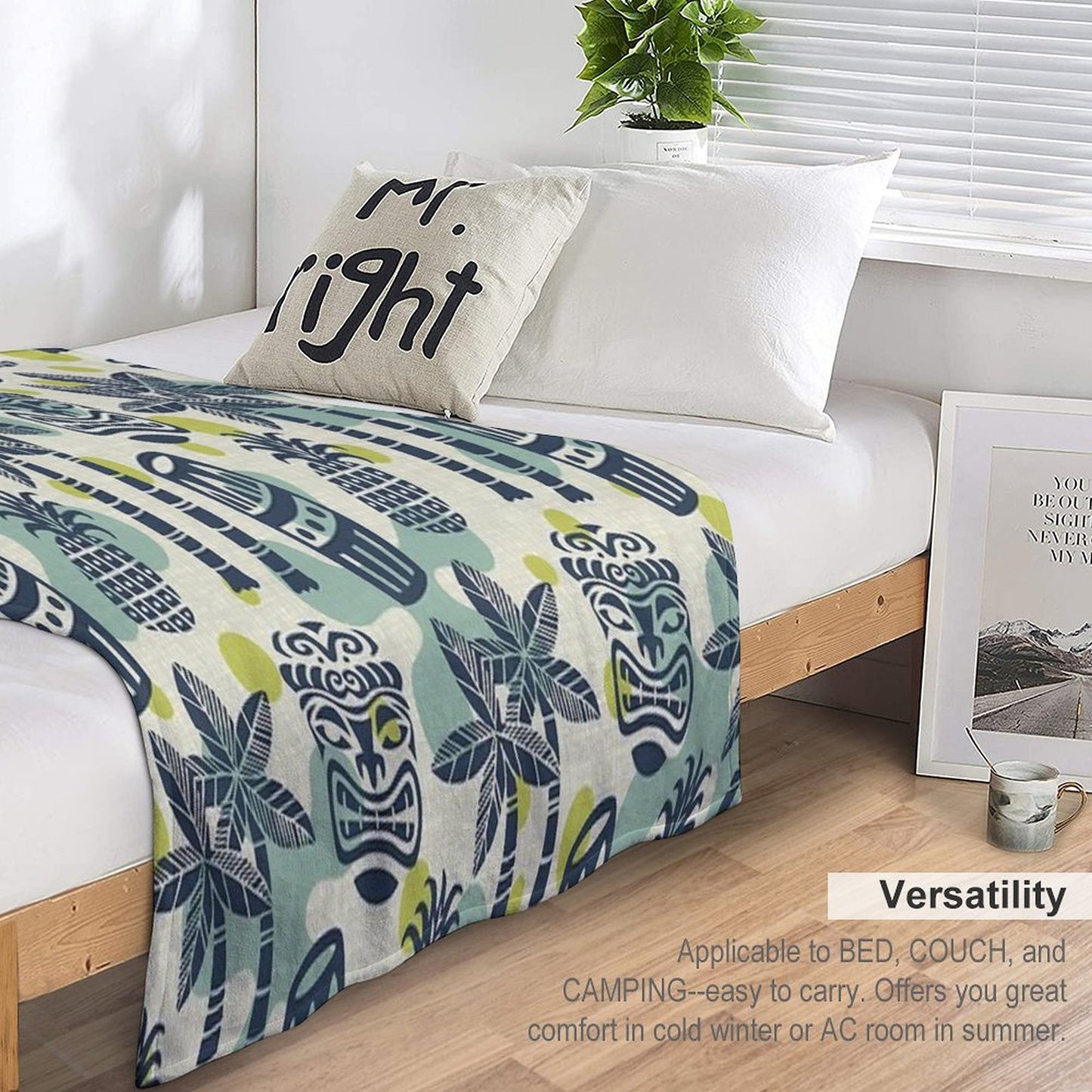 Retro Mid Century Modern Tiki Pattern Throw Blanket