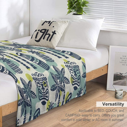 Retro Mid Century Modern Tiki Pattern Throw Blanket