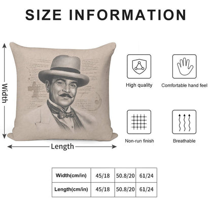 Hercule Poirot Soft Fade-Resistant Throw Pillow