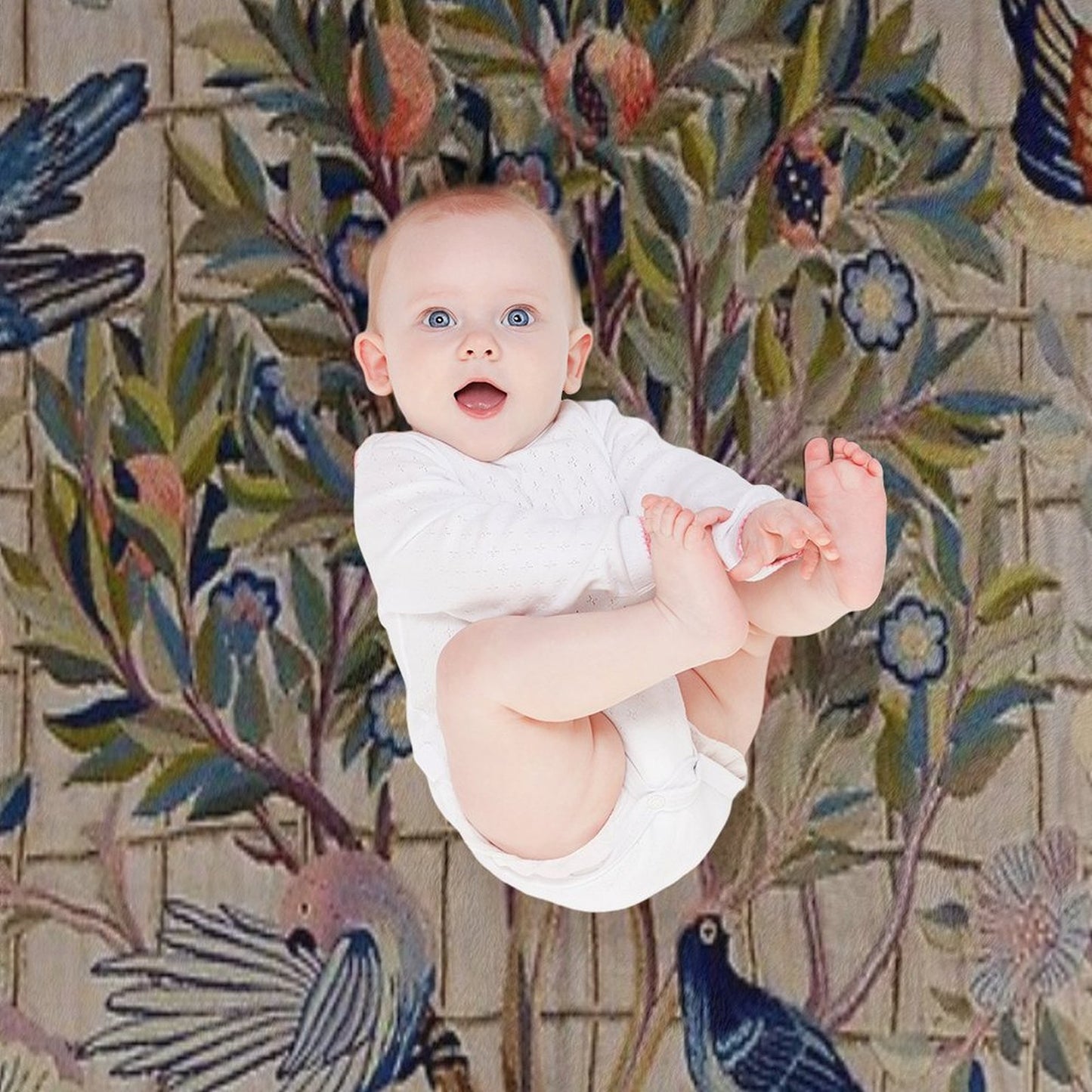 William Morris Kelmscott Trellis Embroidery Throw Blanket