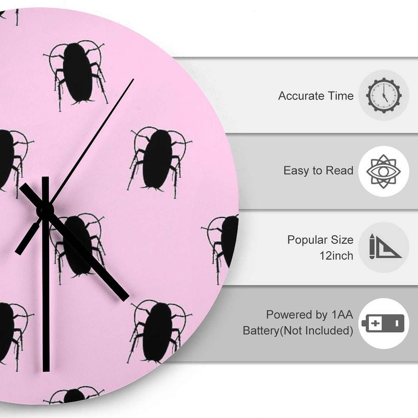 Hairspray Cockroach, John Waters Inspired, Pink Wall Clock