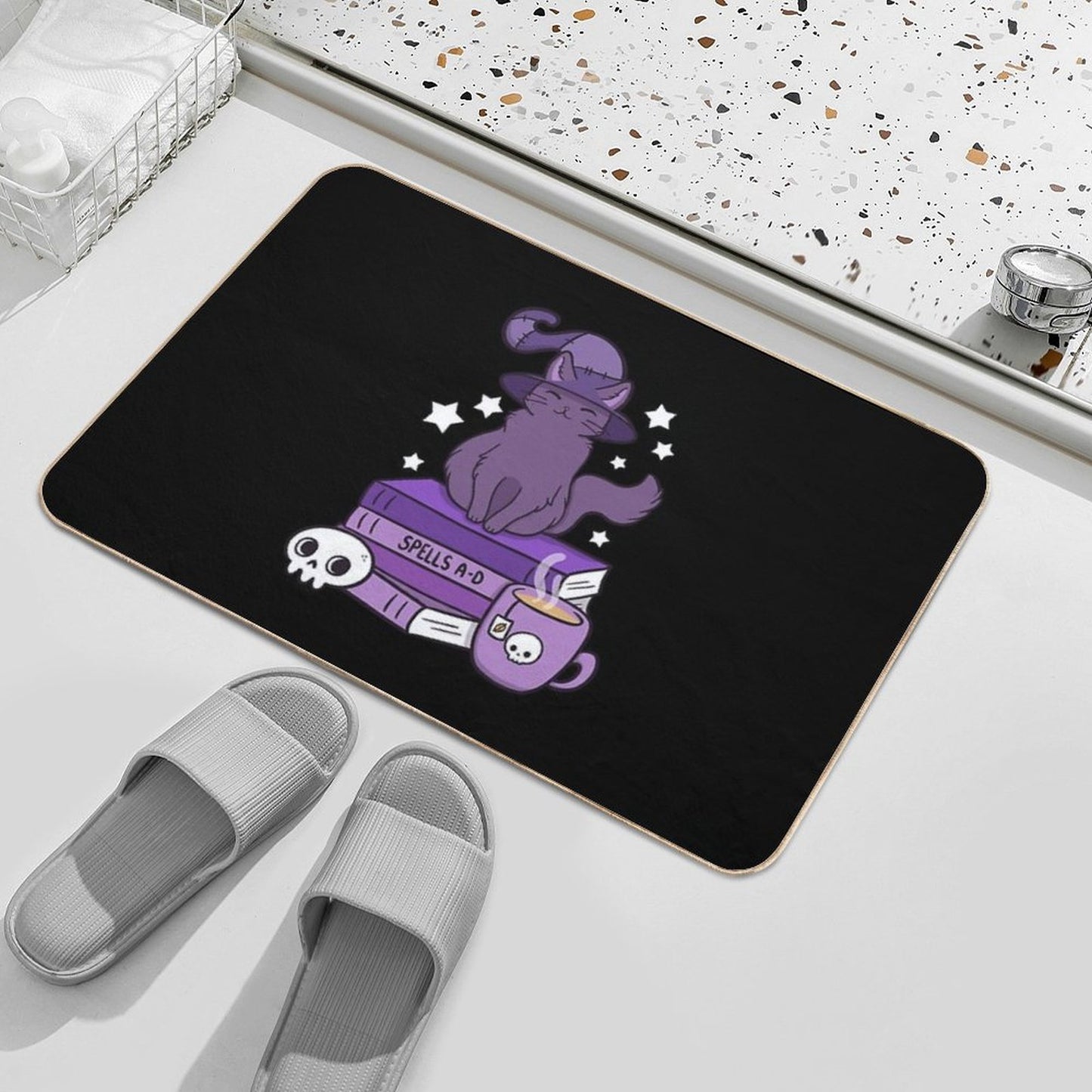 Feline Familiar 02  Black  Nikury Bath Mat