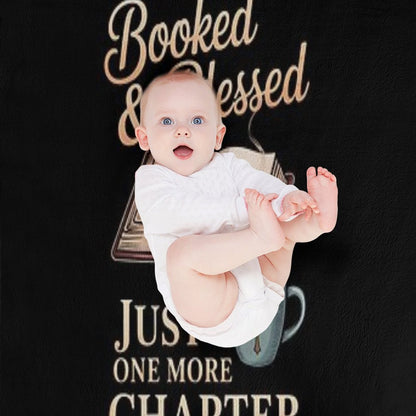 Womens Booked & Blessed, Just One More Chapter, Cozy Book Throw Blanket