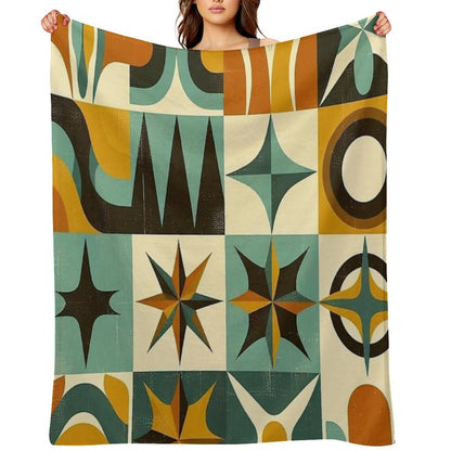 Retro Geometric Pattern Art Throw Blanket