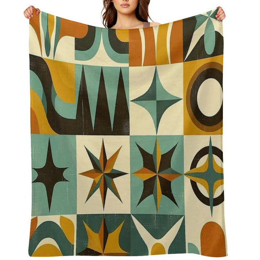 Retro Geometric Pattern Art Throw Blanket