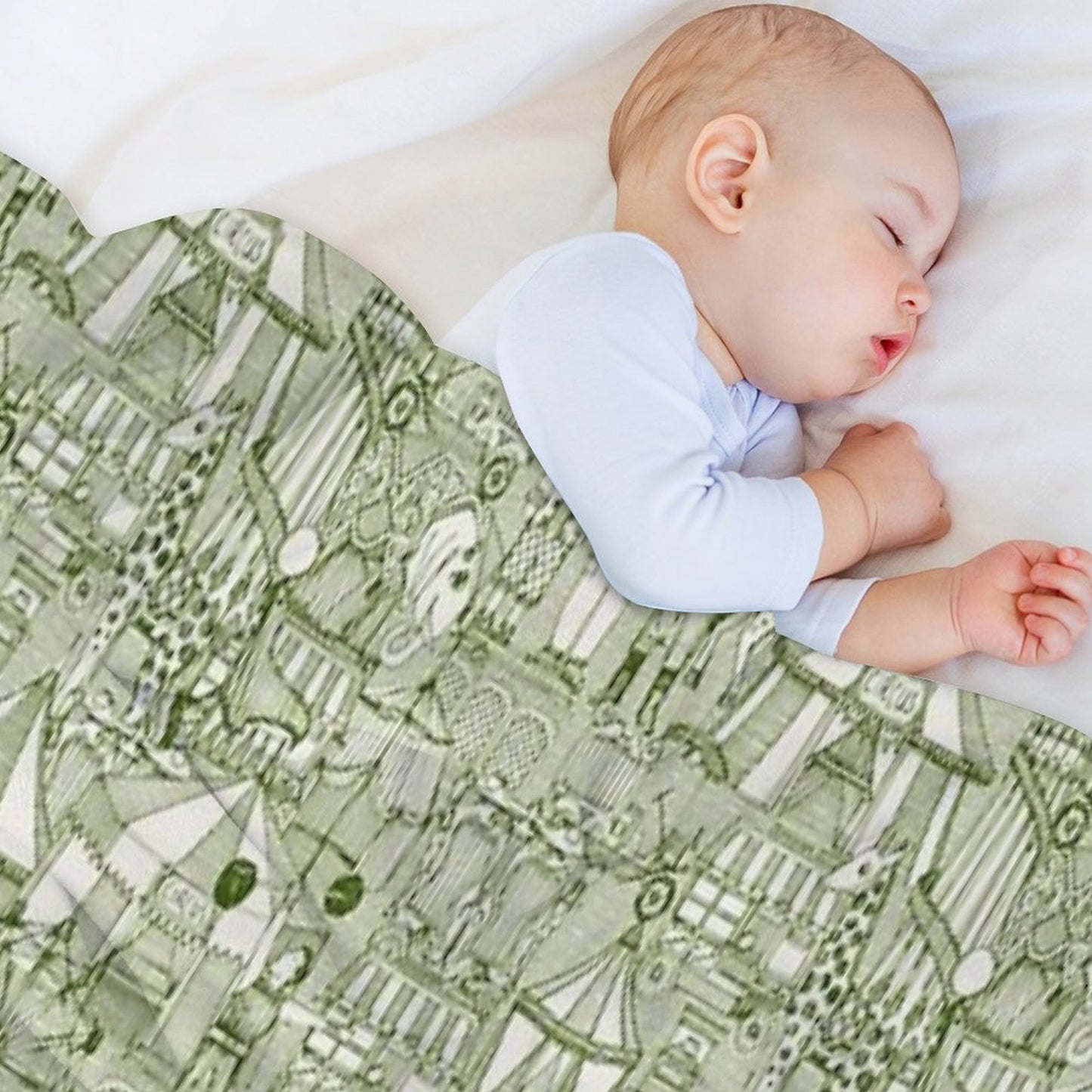 Retro Circus Green Ivory Throw Blanket