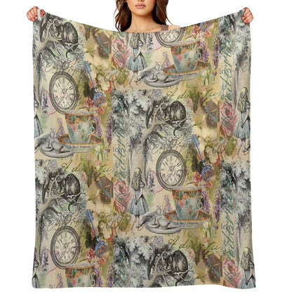 Cheshire Cat Alice in Wonderland Throw Blanket