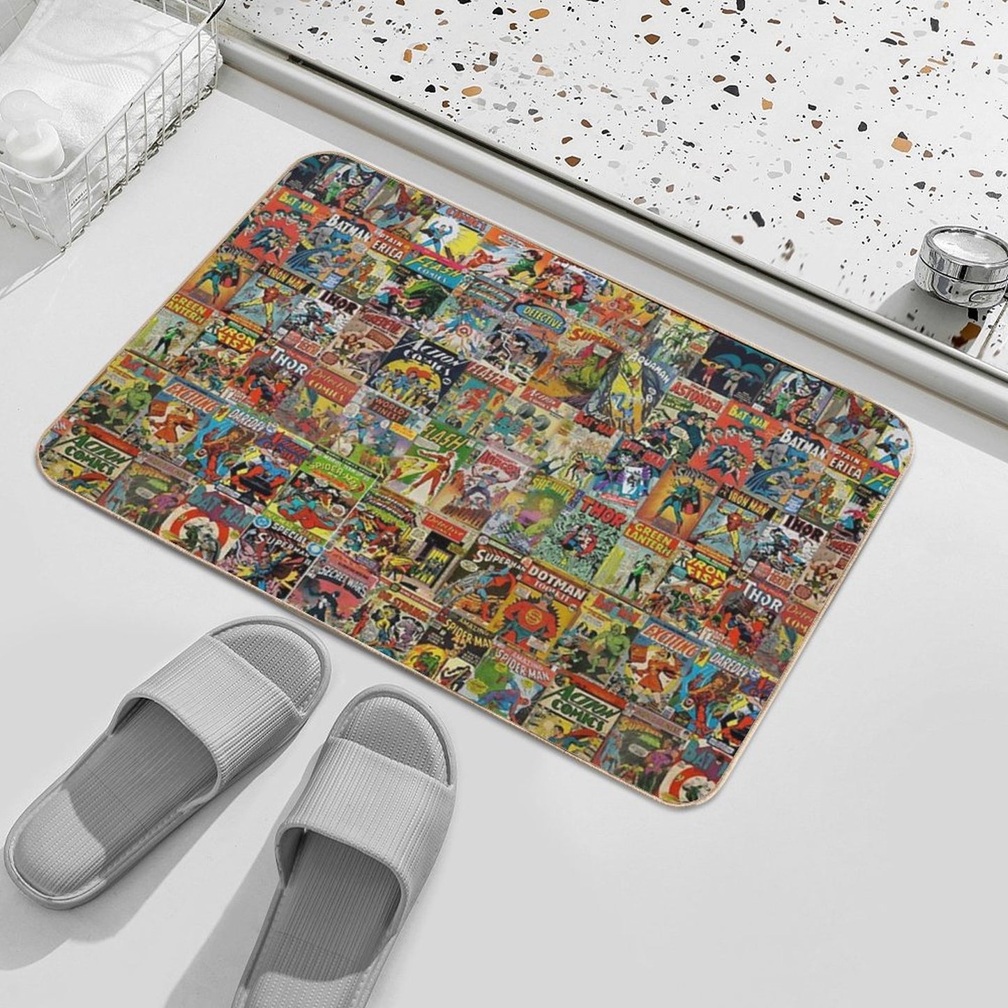 Vintage Comic Book Pattern Bath Mat