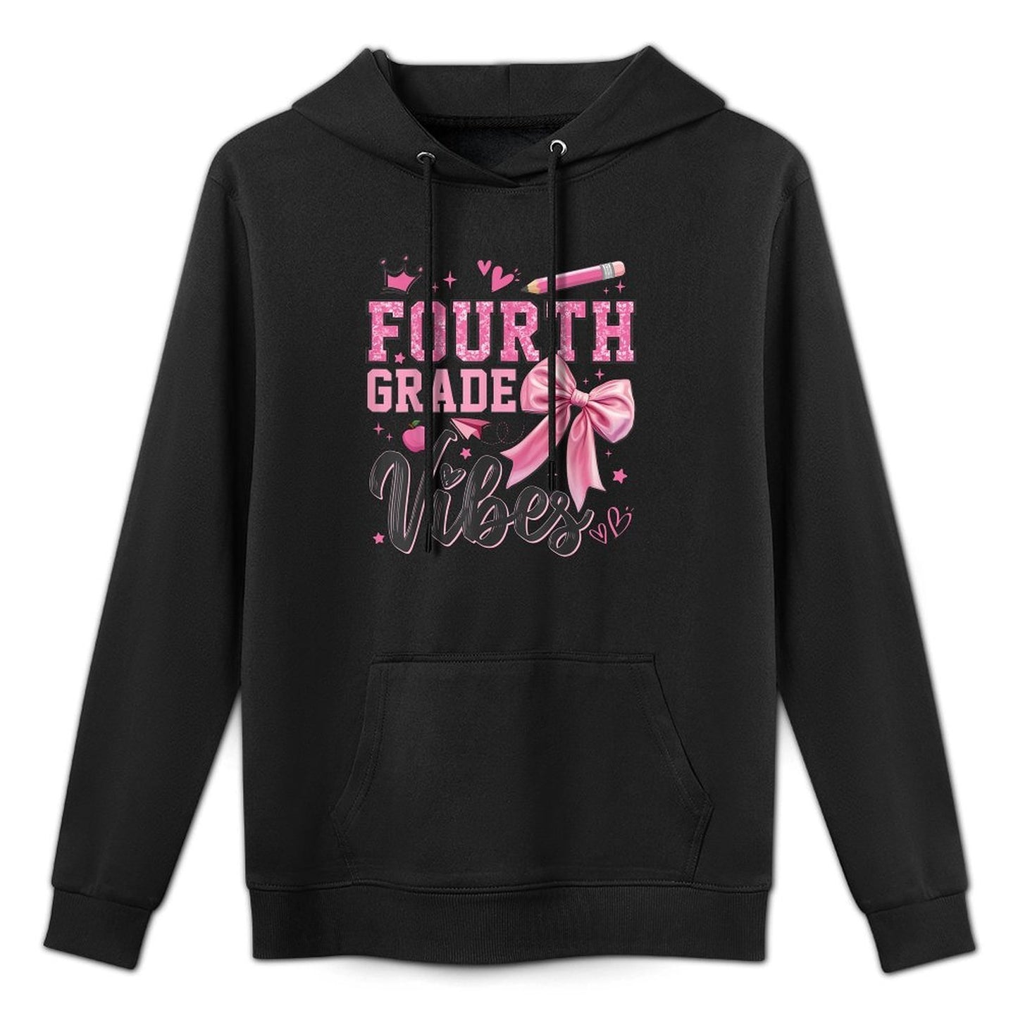 4th Fourth Grade Vibes Back To School Coquette Teacher Girl Breathable Fabric Hoodie
