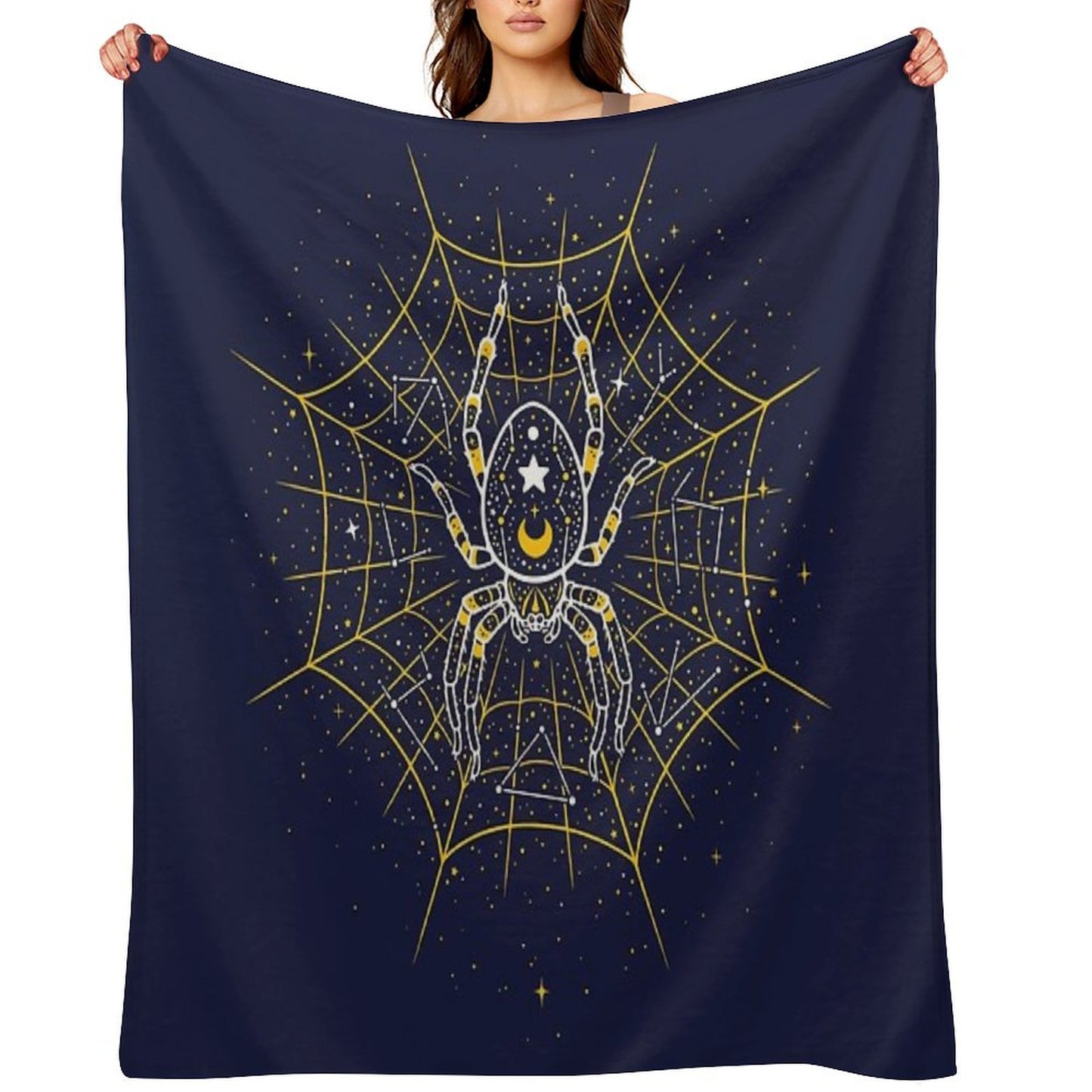 Celestial Spider on Starry Web Throw Blanket