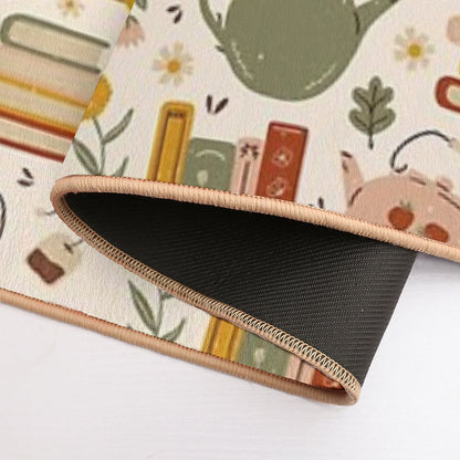 Flowery Books And Tea Bath Mat