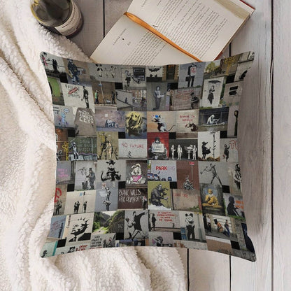 Banksy Linen Throw Pillow Cover
