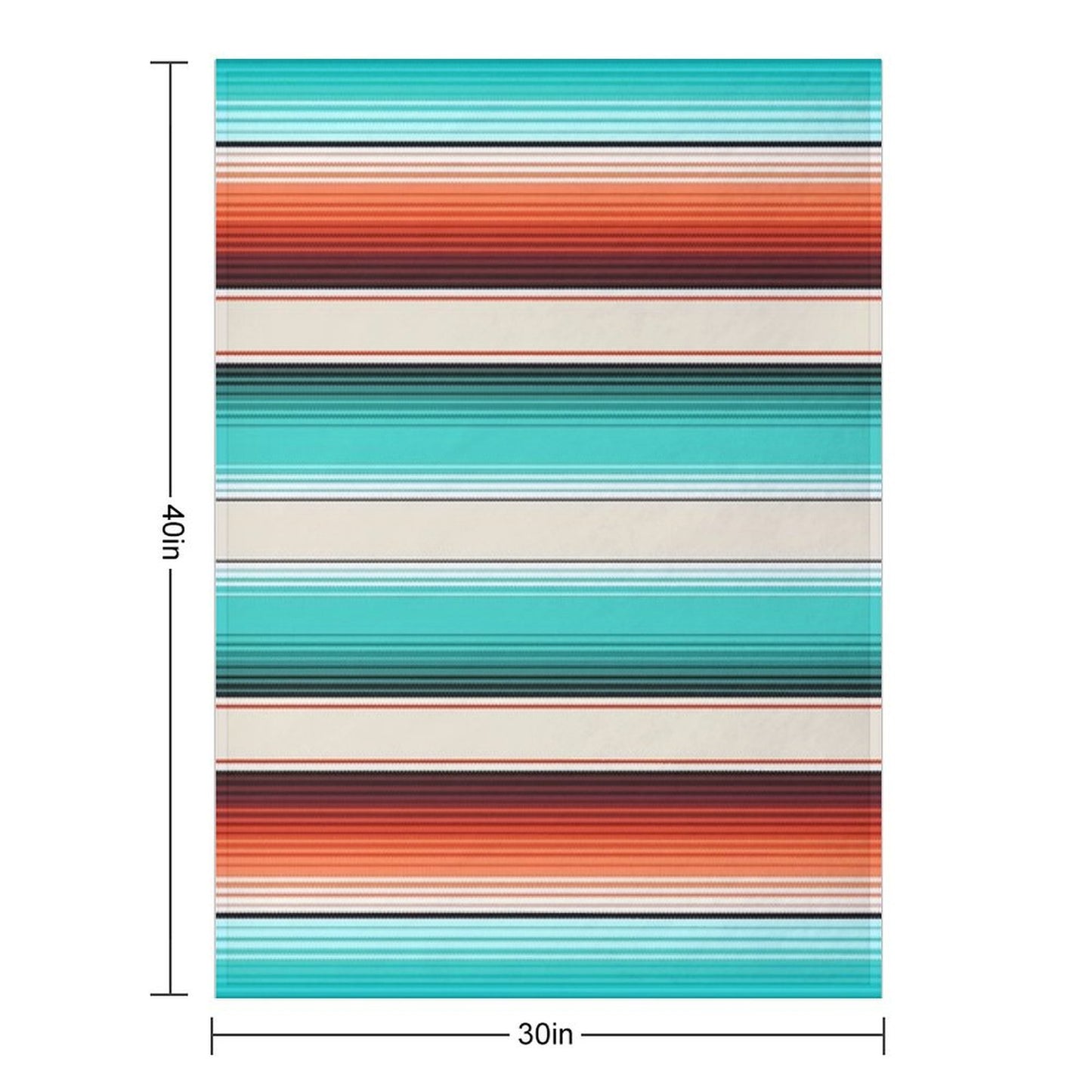Navajo White, Turquoise And Burnt Orange Southwest Serape Blanket Stripes Throw Blanket