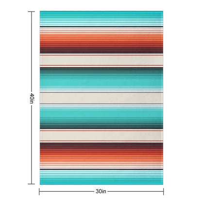 Navajo White, Turquoise And Burnt Orange Southwest Serape Blanket Stripes Throw Blanket