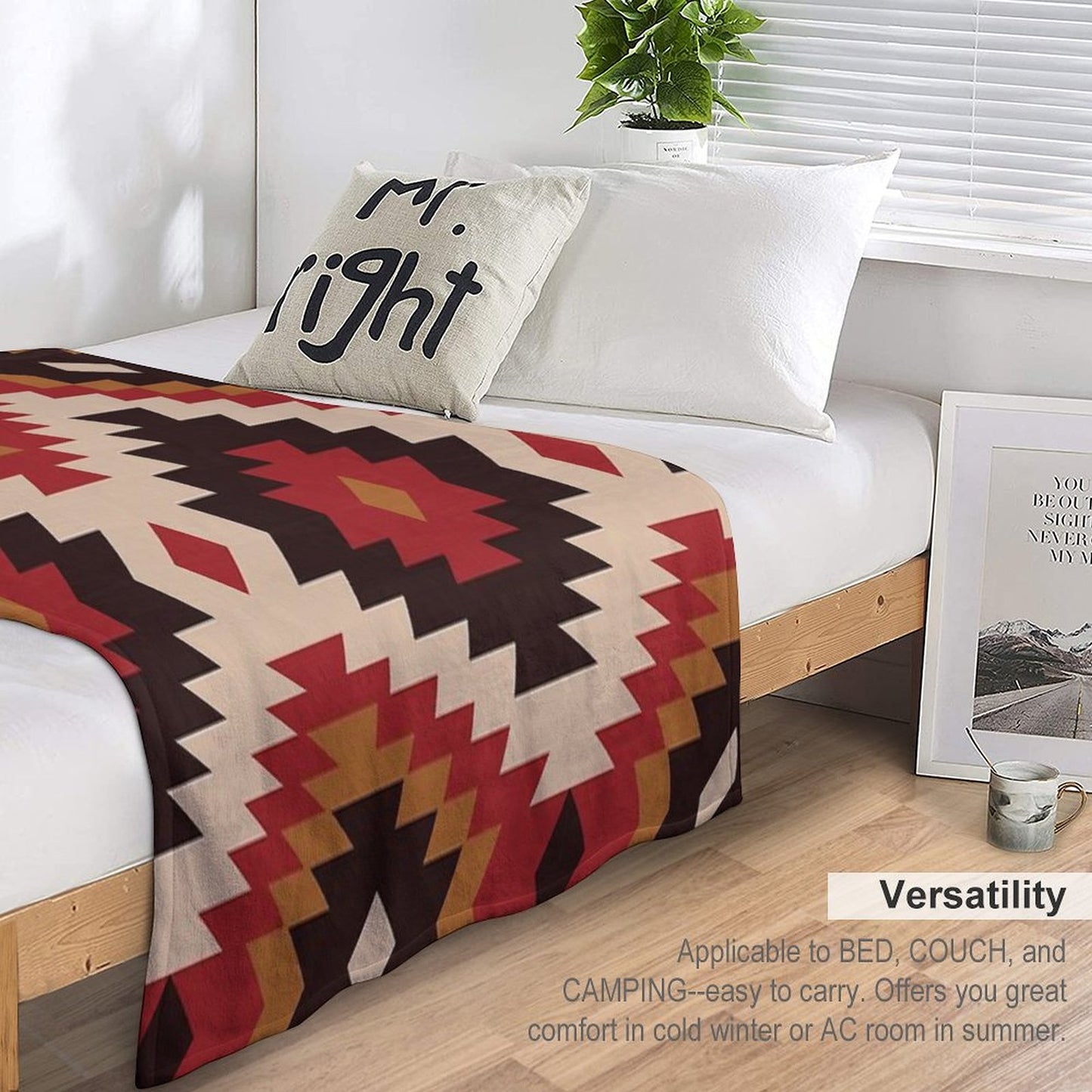 Navajo Red And Mustard Throw Blanket