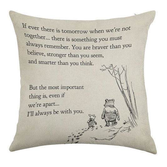 Winnie The Pooh Book Page - If Ever A Tomorrow…braver Than You Believe Linen Throw Pillow Cover