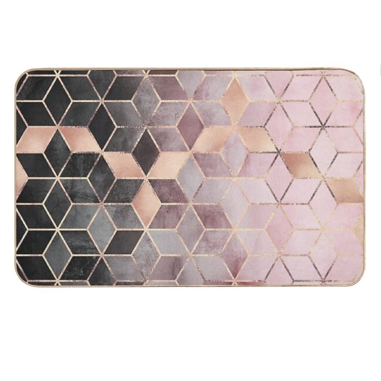 Pink And Grey Gradient Cubes Bath Mat