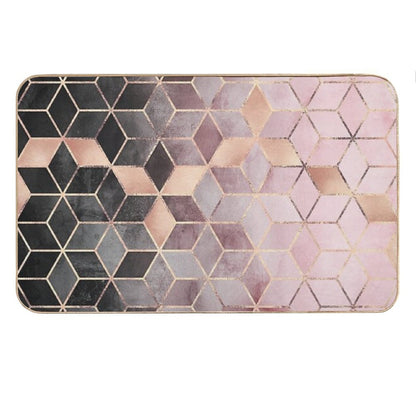 Pink And Grey Gradient Cubes Bath Mat