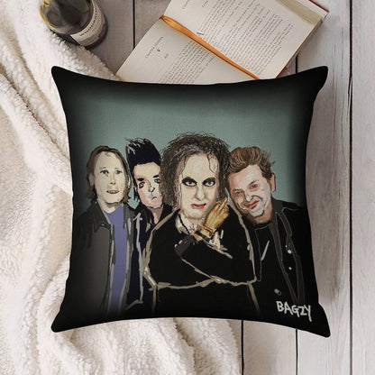 Original Fan Art, Drawing by Bagzy, Goth Rock, Alternative Music, 80s Linen Throw Pillow Cover