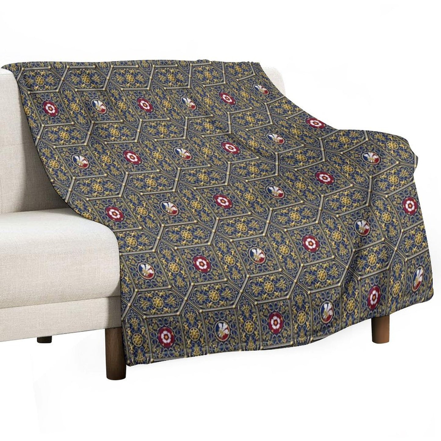 Hampton Court Renaissance Heraldic Tudor Rose Throw Blanket