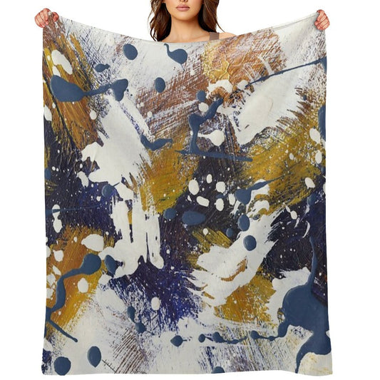 Blue And Gold Abstract Throw Blanket
