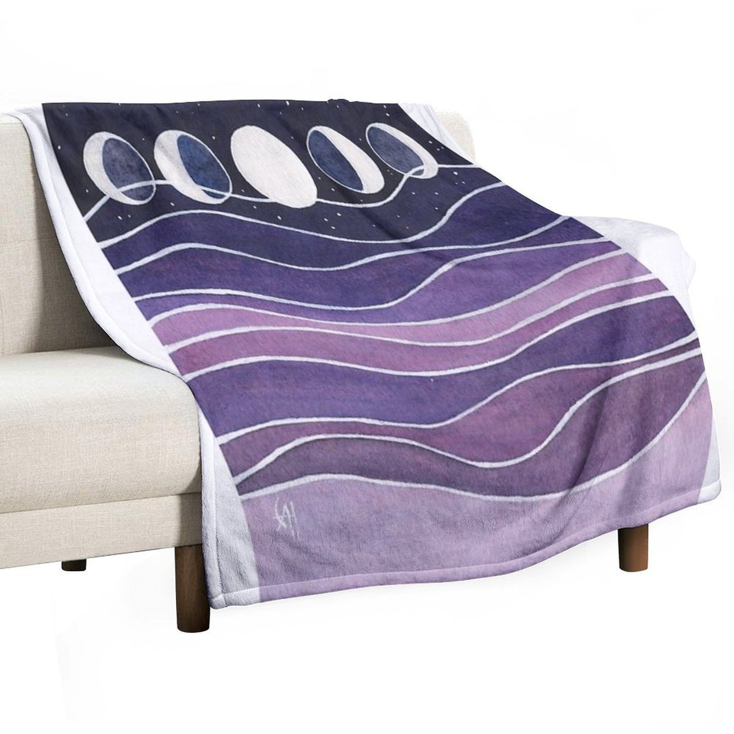 Purple Mountains And Moon Throw Blanket