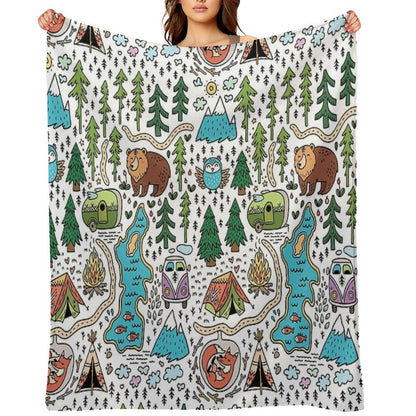 Happy Map Throw Blanket