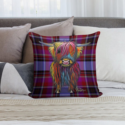 SCoTTiSH HiGHLaND CoW ' TaRTaN BRaVe ONe ' by SHiRLeY MacARTHuR Soft Ultra-Soft Texture Throw Pillow