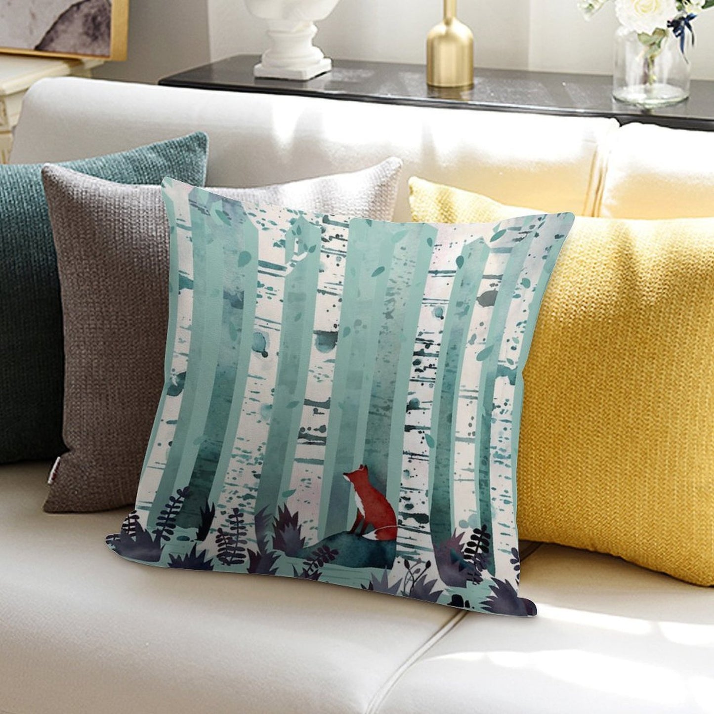 The Birches Soft Home Decor Throw Pillow