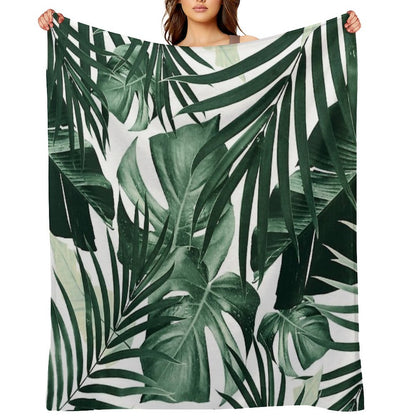 Tropical Jungle Leaves Pattern #4 #tropical #decor #art Throw Blanket