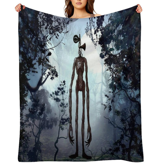 Siren Head in Dark Forest Throw Blanket