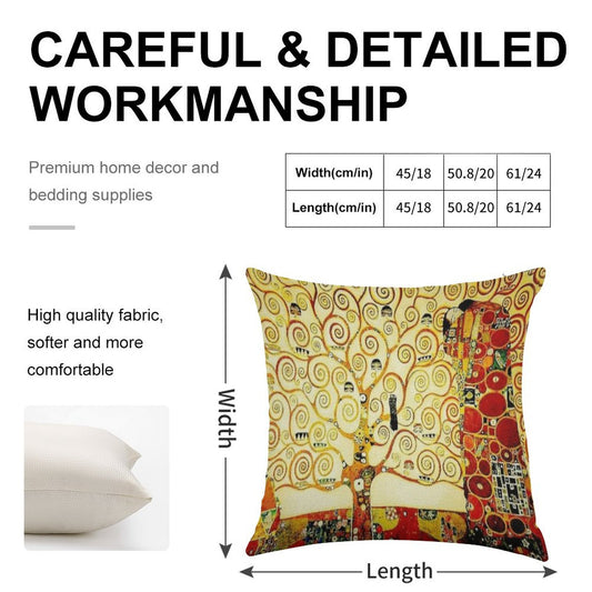 The Tree of Life by Gustav Klimt  Art Nouveau Symbolism Linen Throw Pillow Cover