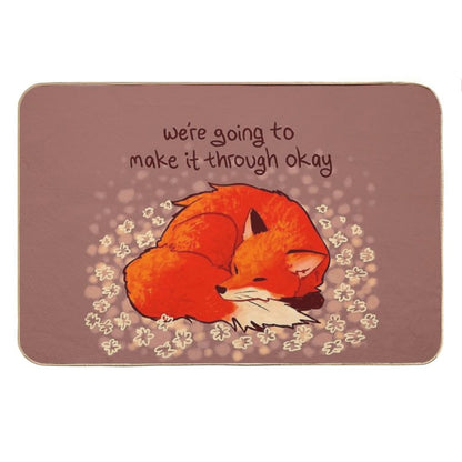 We're Going to Make It Through Okay Sleeping Flower Fox Bath Mat