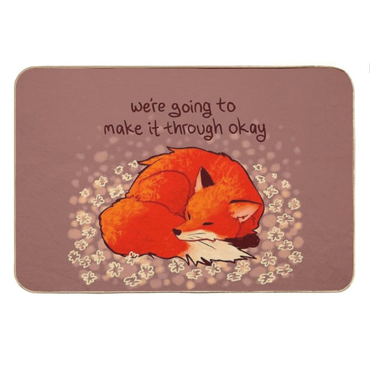 We're Going to Make It Through Okay Sleeping Flower Fox Bath Mat