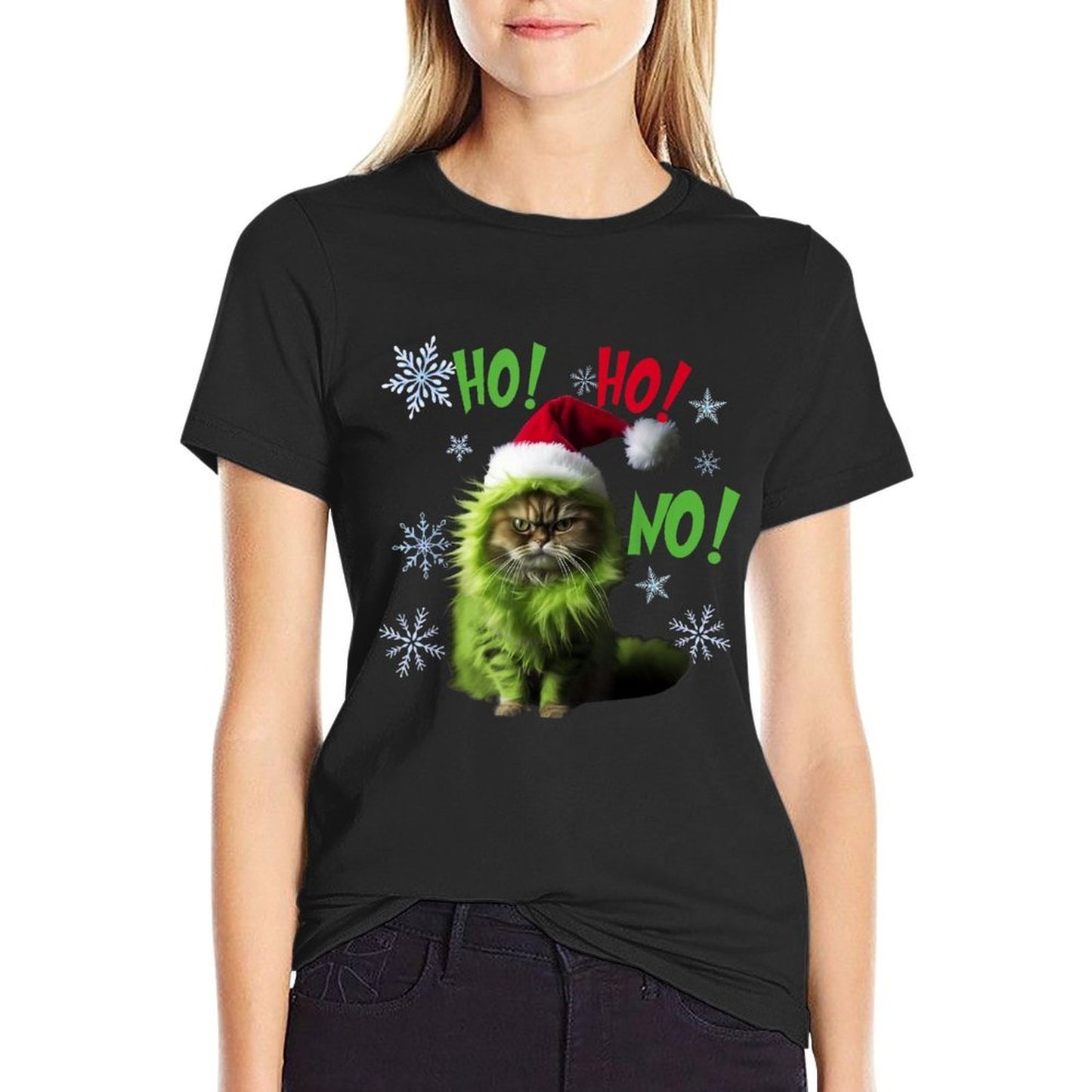 Ho Ho No - Funny Bad Cat Christmas  Slim-fit Cut T-Shirt