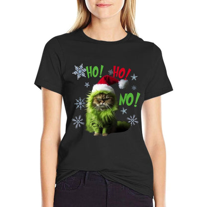 Ho Ho No - Funny Bad Cat Christmas  Slim-fit Cut T-Shirt